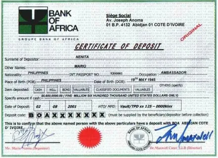 Bank Realization Certificate: